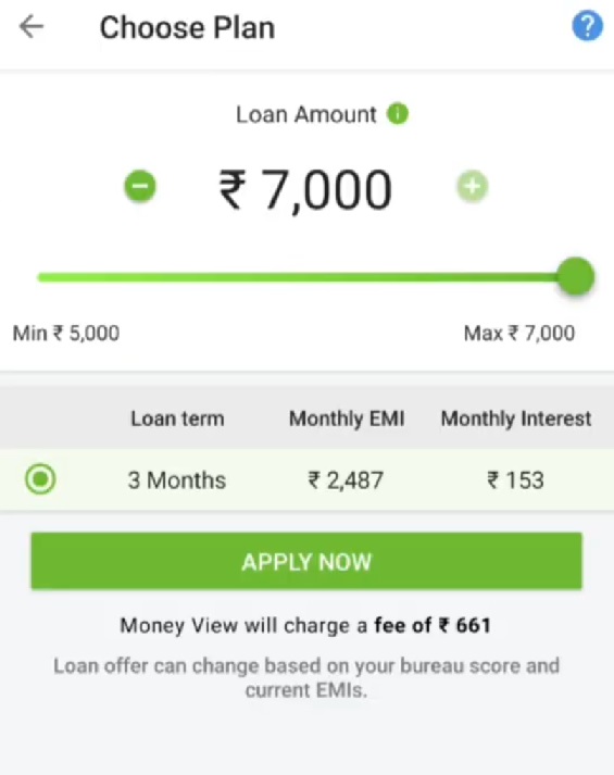money view personal loan app tenure