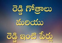 రెడ్డి గోత్రాలు మరియు ఇంటి పేర్లు ! రెడ్డి గోత్రాలు