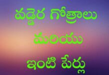 వడ్డెర గోత్రాలు మరియు ఇంటి పేర్లు ! వడ్డెర గోత్రాలు