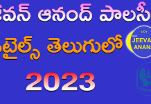 jeevan anand policy details in telugu 2023